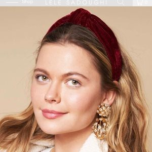 Lele Sadoughi Maroon Velvet Knotted Headband